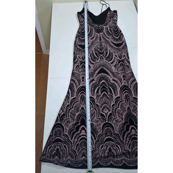 Jump Apparel Maxi Dress Womens 7/8 Black Pink Glitter Lined Cocktail Prom Whimsi - Picture 6 of 16